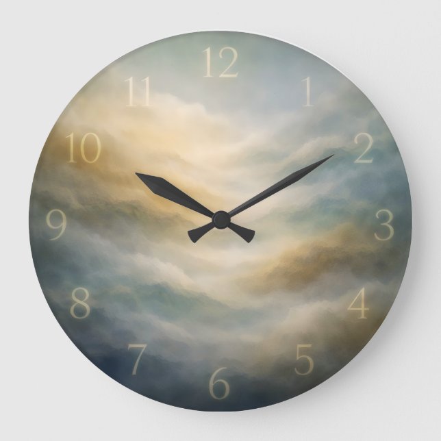 Reloj Redondo Grande Dial de Niebla Atmosférica — Abstracto (Anverso)