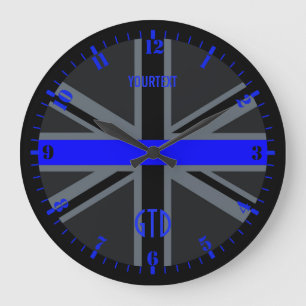 Reloj Redondo Grande Dial personalizado de la delgada línea azul Union