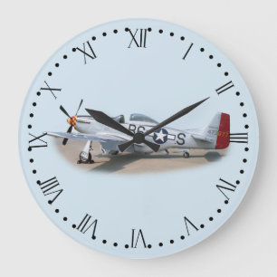 Reloj Redondo Grande Dial romano de los aviones del mustango P-51D
