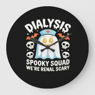 Reloj Redondo Grande Diálisis Nefrología Enfermera Cute Halloween Spook