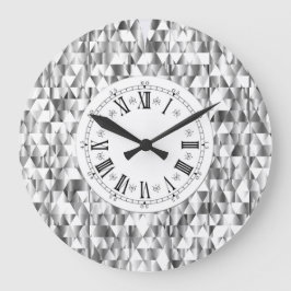 Reloj Redondo Grande Diamante luce falso brillo plateado Numeración rom