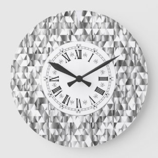 Reloj Redondo Grande Diamante luce falso brillo plateado Numeración rom