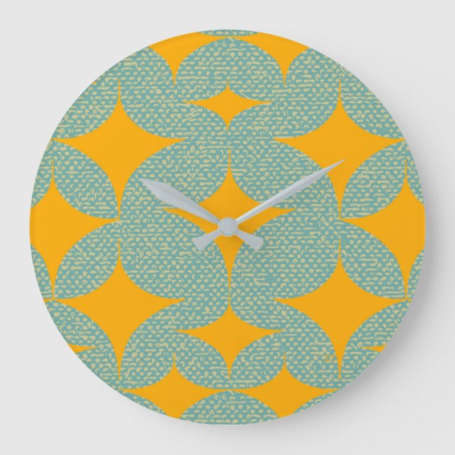 Reloj Redondo Grande Diamante Turquesa Moderno De Mediados Del Siglo (Anverso)