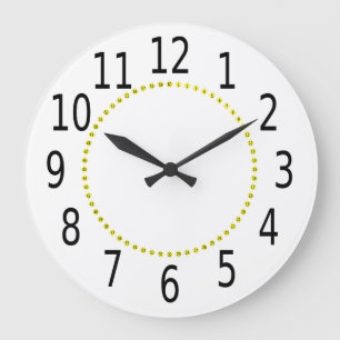 Reloj Redondo Grande diamantes amarillos números negros
