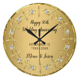 Relojes de pared 50 Aniversario Boda Oro De | Zazzle.es