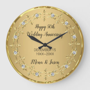 Reloj Redondo Grande Diamantes con adorno de oro