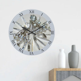 Reloj Redondo Grande Diamantes de imitación de Glam Art Deco Vintage Ac