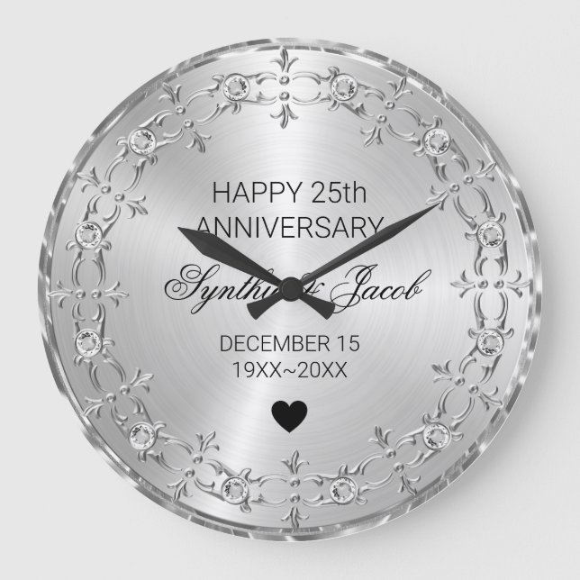 Reloj Redondo Grande Diamantes de marco floral (Anverso)