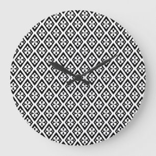 Reloj Redondo Grande Diamantes medievales - blanco y negro