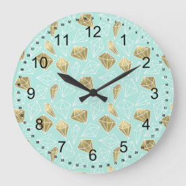 Reloj Redondo Grande Diamantes Mint Chic y Oro