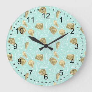 Reloj Redondo Grande Diamantes Mint Chic y Oro