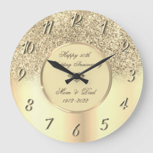 Reloj Redondo Grande Diamantes Oro Brillo 50 Aniversario de Boda