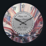 Reloj Redondo Grande Diamantes plateados Ombre 25º Aniversario Boda<br><div class="desc">Elegante reloj de aniversario de boda de diamantes de plata.</div>