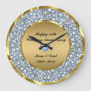Reloj Redondo Grande Diamantes y oro 50° Aniversario Boda