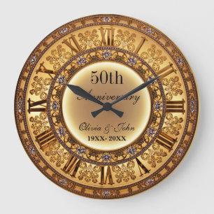 Reloj Redondo Grande Diamantes y Oro 50 Aniversario de Boda