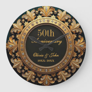 Reloj Redondo Grande Diamantes y Oro 50 Aniversario de Bodas