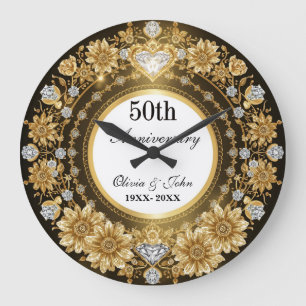 Reloj Redondo Grande Diamantes y Oro 50 Aniversario de Bodas