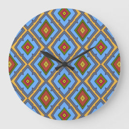Reloj Redondo Grande Diamond Pattern Blue Red Yellow Green 