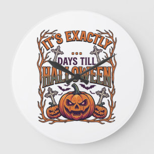 Reloj Redondo Grande Días Exactos Hasta Halloween Jack Lantern Murciéla