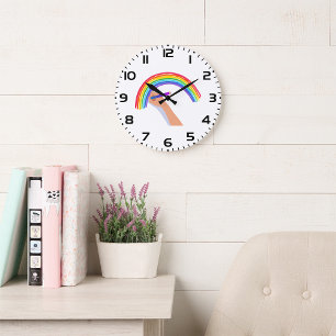 Reloj Redondo Grande Dibujando un arco iris