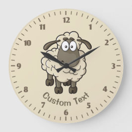 Reloj Redondo Grande Dibujo animado de oveja beige