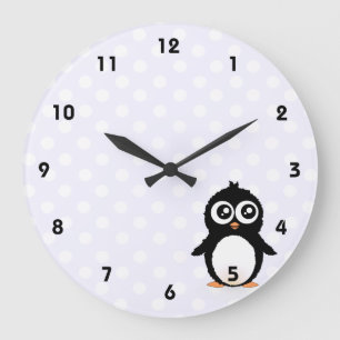 Reloj Redondo Grande Dibujo animado lindo del pingüino