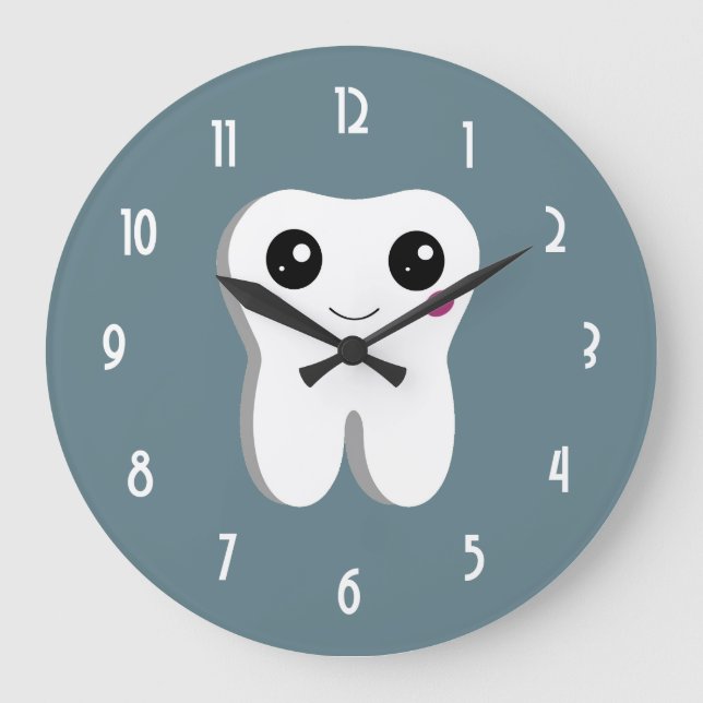 Reloj Redondo Grande Dibujo curativo de la Diente Dental Feliz Sonrient (Anverso)