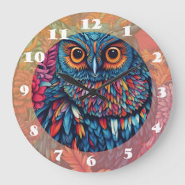 Reloj Redondo Grande Dibujo de arte de búho