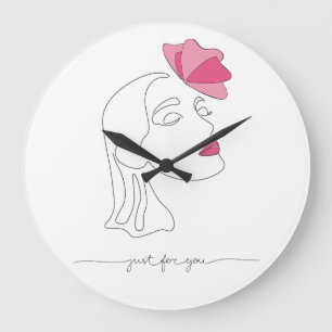 Reloj Redondo Grande Dibujo de una sola línea - Solo para ti