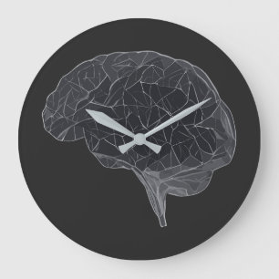 Reloj Redondo Grande Dibujo del cerebro poligonal - red neural