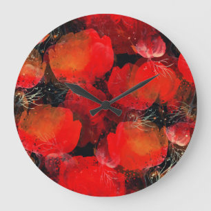 Reloj Redondo Grande Dibujo digital de acuarela de lapachos salvajes