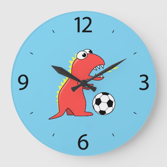 Reloj Redondo Grande Dibujos animados divertidos de dinosaurios jugando (Anverso)