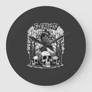 Reloj Redondo Grande Dibujos divertidos de cuervos para Halloween