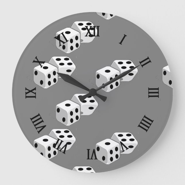 Reloj Redondo Grande Dices en gris (Anverso)