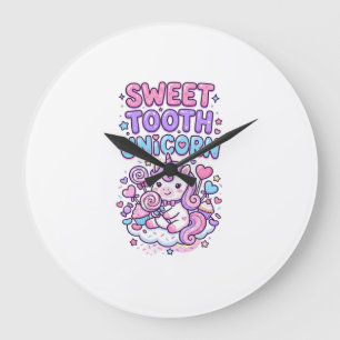 Reloj Redondo Grande Diente Dulce Unicornio Unicornio Lindo Pastel Rega