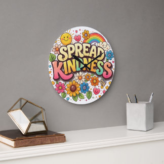 Reloj Redondo Grande Difunde la amabilidad – Lindo arcoíris floral