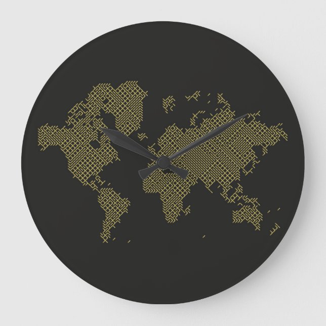 Reloj Redondo Grande Digital World Map (Anverso)