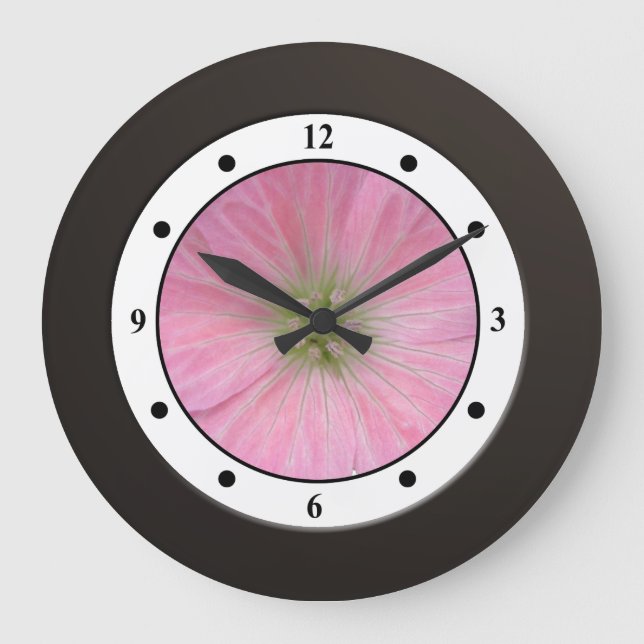 Reloj Redondo Grande Dígitos modernos de la flor rosada floral del (Anverso)
