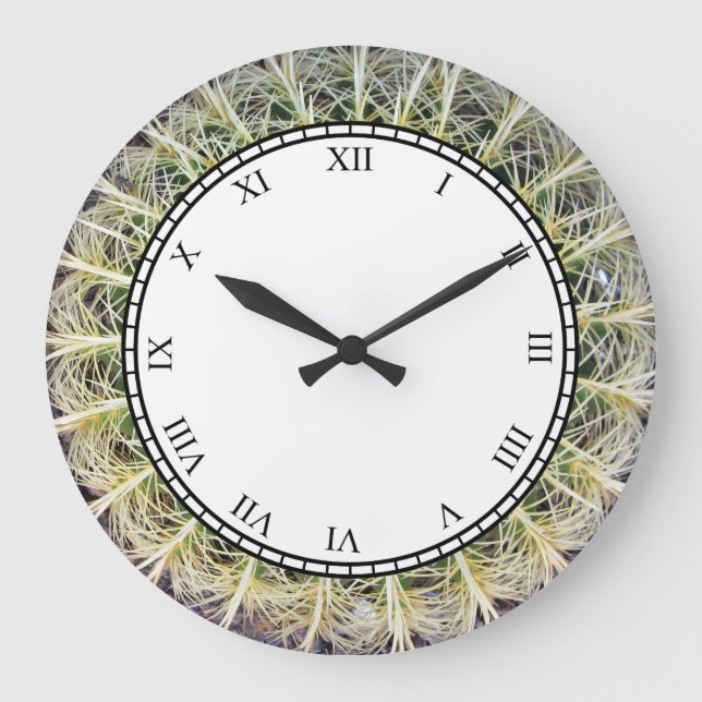 Reloj Redondo Grande Dígitos romanos de la planta de cactus tropicales (Anverso)