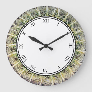 Reloj Redondo Grande Dígitos romanos de la planta tropical del cactus