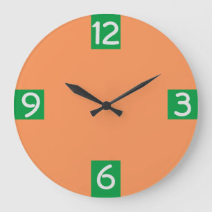 Reloj Redondo Grande Dígitos trimestrales verdes gráficos de