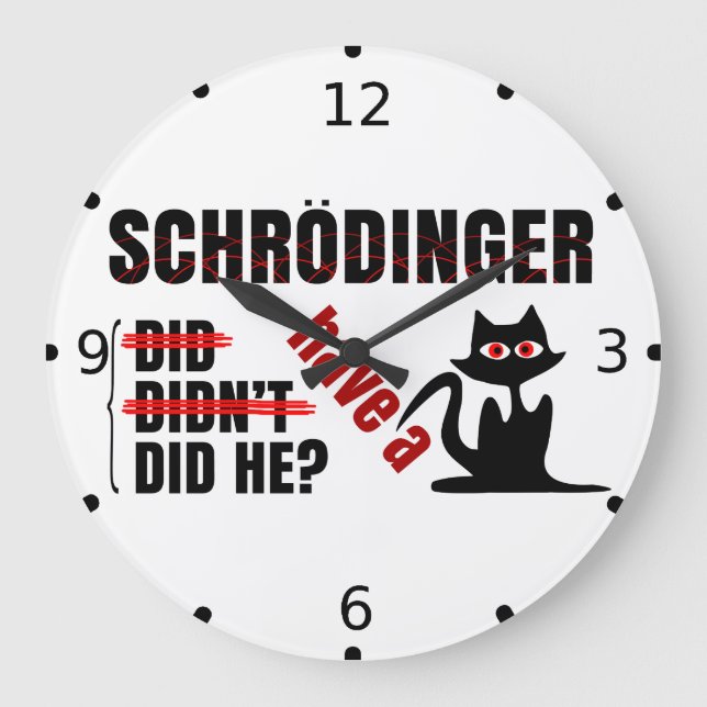 Reloj Redondo Grande Dillema de Schrodinger (Anverso)