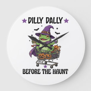 Reloj Redondo Grande Dilly Dally Antes de Haunt Frog Halloween Shopping