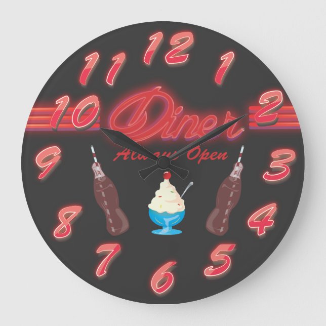 Reloj Redondo Grande Diner Americano Clásico (Anverso)