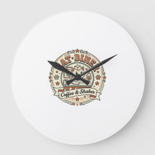 Reloj Redondo Grande Dinerio de gato Dinerio de gato Restaurante retro