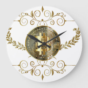 Reloj Redondo Grande Dinero de la moneda de oro Bitcoin