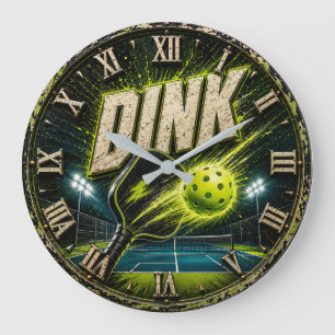 Reloj Redondo Grande Dink Neon Pickleball Player Gift