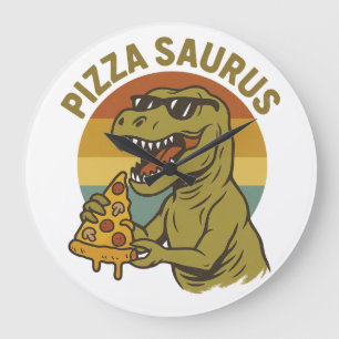 Reloj Redondo Grande Dino de pizza de Guay al estilo retro