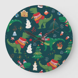 Reloj Redondo Grande Dinosaur T-Rex: Navidades Año Nuevo.