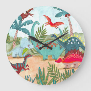 Reloj Redondo Grande Dinosaurio lindo prin histórico jungla lienzo